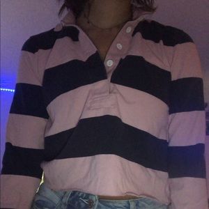 Cropped striped long sleeve j-crew top